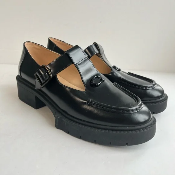 Coach Liv Lug Sole Mary Jane Black Women's Loafers size 9B - Picture 2 of 11